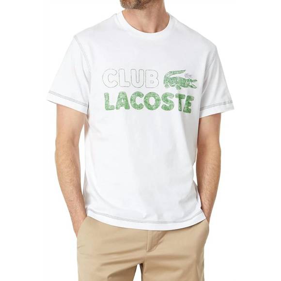 NEW LACOSTE vintage print organic cotton tee in white - Picture 1 of 4